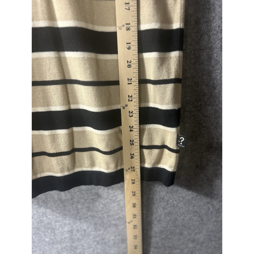 Vintage Y2K Guess V Neck Knit T Shirt XL USA Beige Navy Stripes 90s Mallcore - Picture 5 of 6